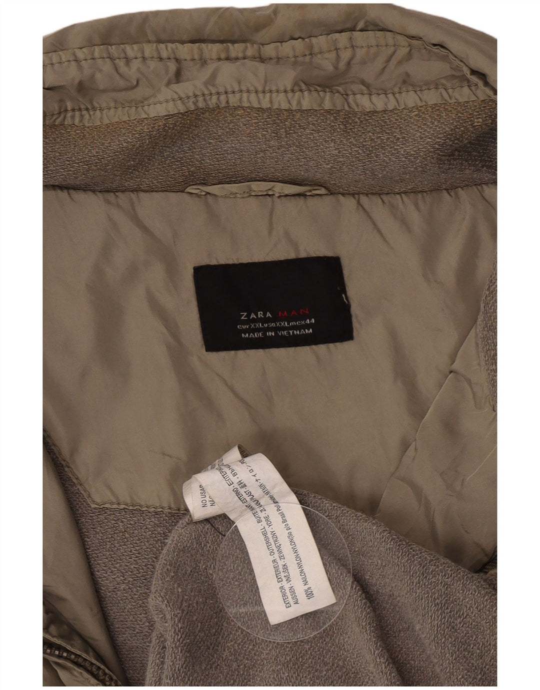Zara Herre Hooded Windbreaker Jacket UK 44 2XL Grå Nylon