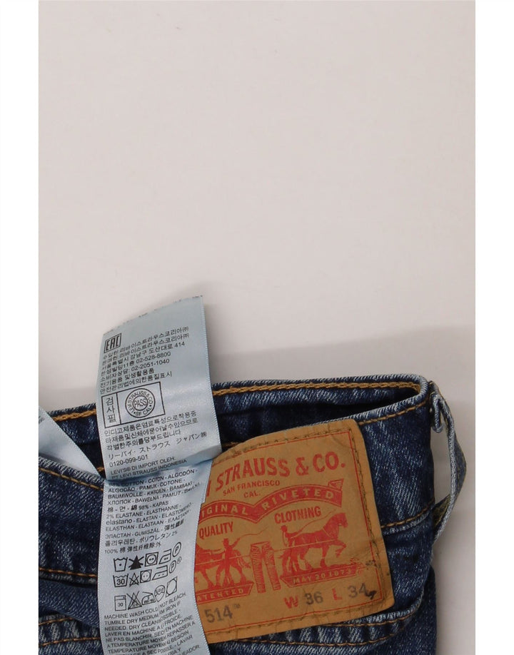 LEVI'S Herre 514 Straight Jeans W36 L34 Blå Bomuld