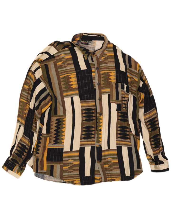 Hutspah herreskjorte XL flerfarvet geometrisk rayon