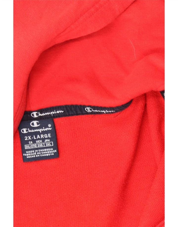 CHAMPION Mens Graphic Zip Hoodie Sweater 2XL Red Vintage Champion and Second-Hand Champion from Messina Hembry 