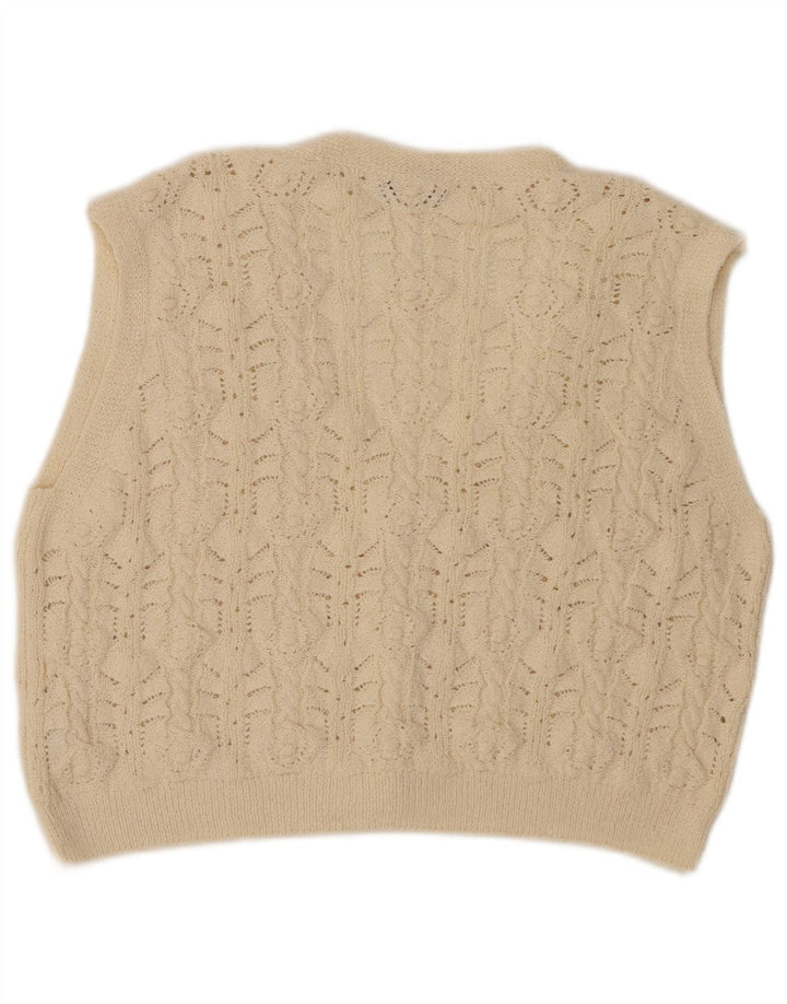 ZARA Womens Crop Ærmeløs cardigantrøje UK 14 Medium Beige Polyester