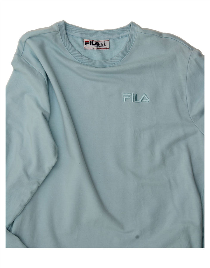 FILA Womens Sweatshirt Jumper UK 14 Medium Blue Cotton Vintage Fila and Second-Hand Fila from Messina Hembry 