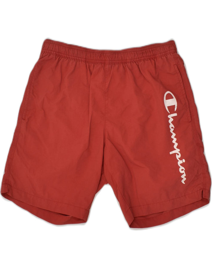 CHAMPION Mens Graphic Sport Shorts Small Red Polyester | Vintage Champion | Thrift | Second-Hand Champion | Used Clothing | Messina Hembry 