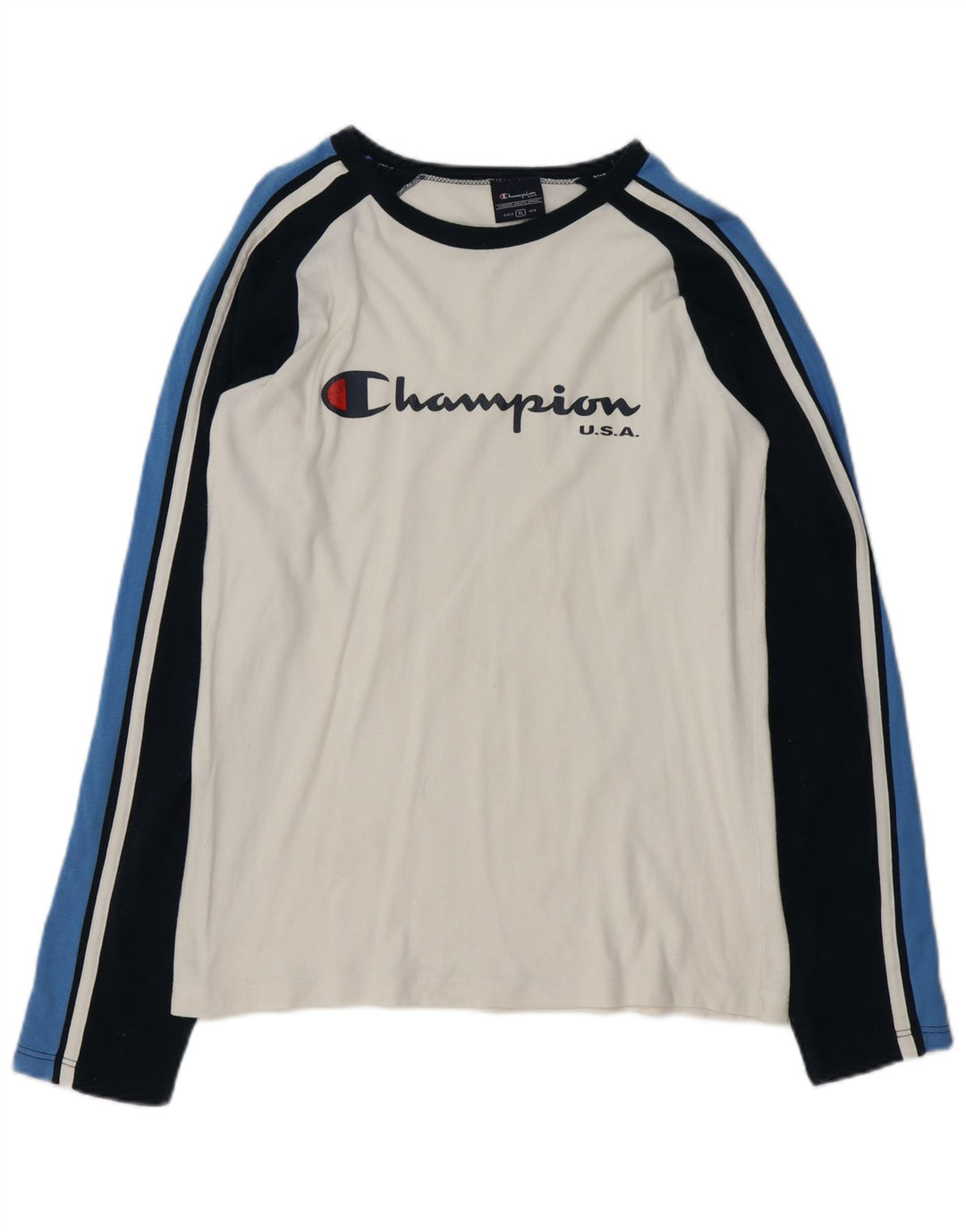 CHAMPION Dame Grafisk Top Langærmet UK 18 XL Hvid Colourblock
