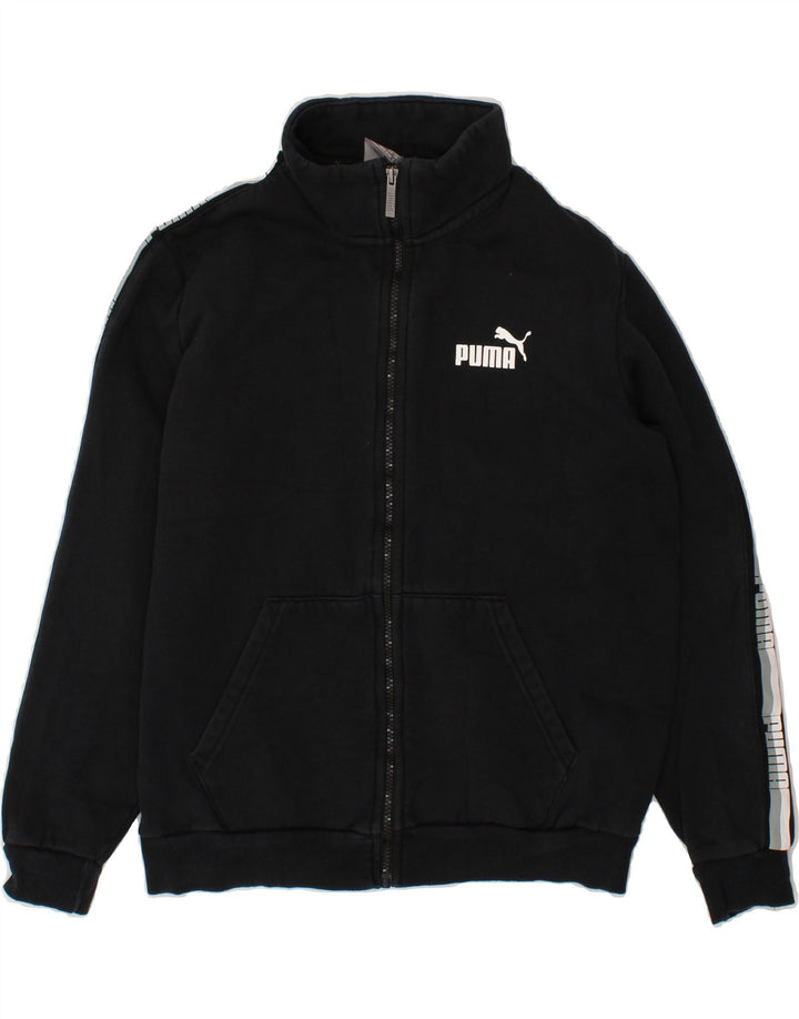 PUMA Womens Oversized Graphic Tracksuit Top Jacket UK 10 Small Black Vintage Puma and Second-Hand Puma from Messina Hembry 