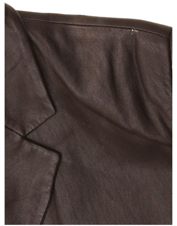 Vintage dame 3-knaps læder blazerjakke UK 18 XL brunt læder