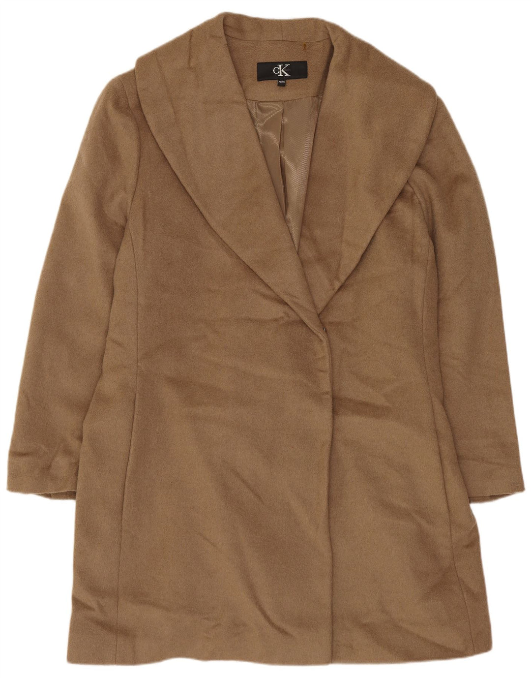 Calvin Klein Dame Oversized Overfrakke UK 18 XL Beige Uld