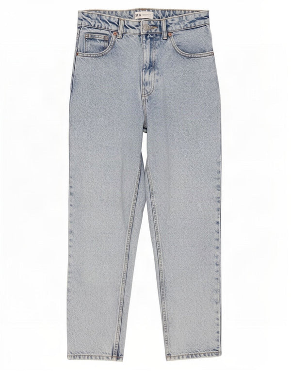 Zara Dame Jeans med høj talje EU 36 XS W26 L27 Blå Bomuld
