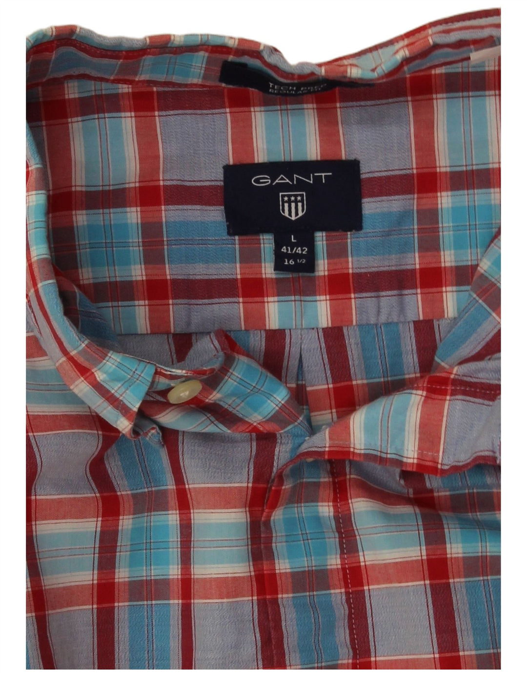 Gant herre Regular Fit skjorte str. 41/42 16 1/2 stor flerfarvet tern