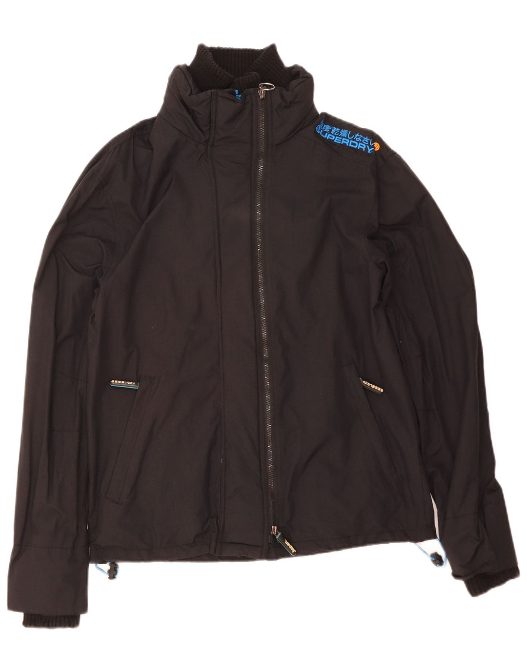 Superdry Dame Windcheater Grafisk Windbreaker Jacket UK 16 Large Black