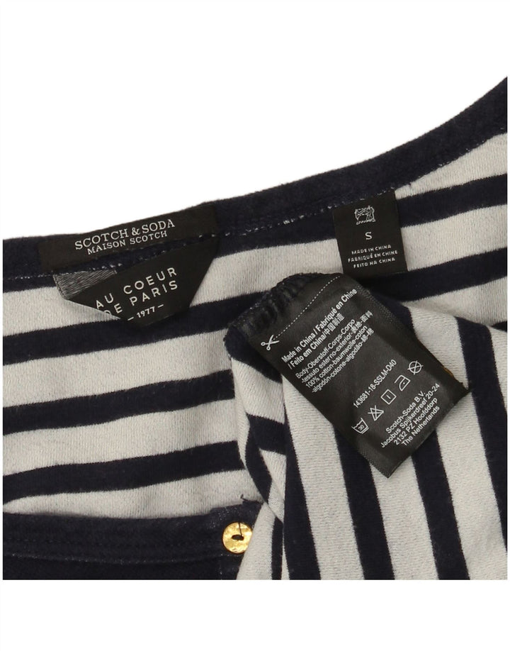 SCOTCH & SODA Dame Top Langærmet UK 10 Small Navy Blue Cotton