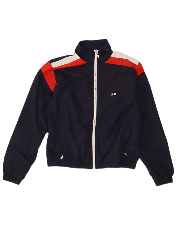 Fila træningsdragt topjakke til kvinder UK 10 Small Navy Blue Colourblock