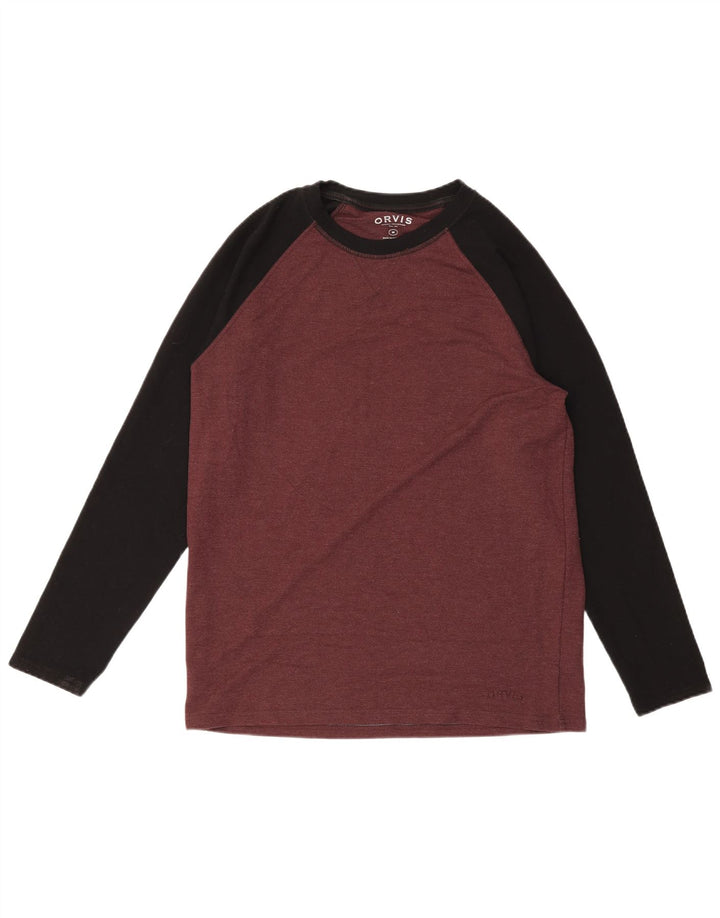 ORVIS Herre Top Langærmet Medium Bourgogne Colourblock Viscose