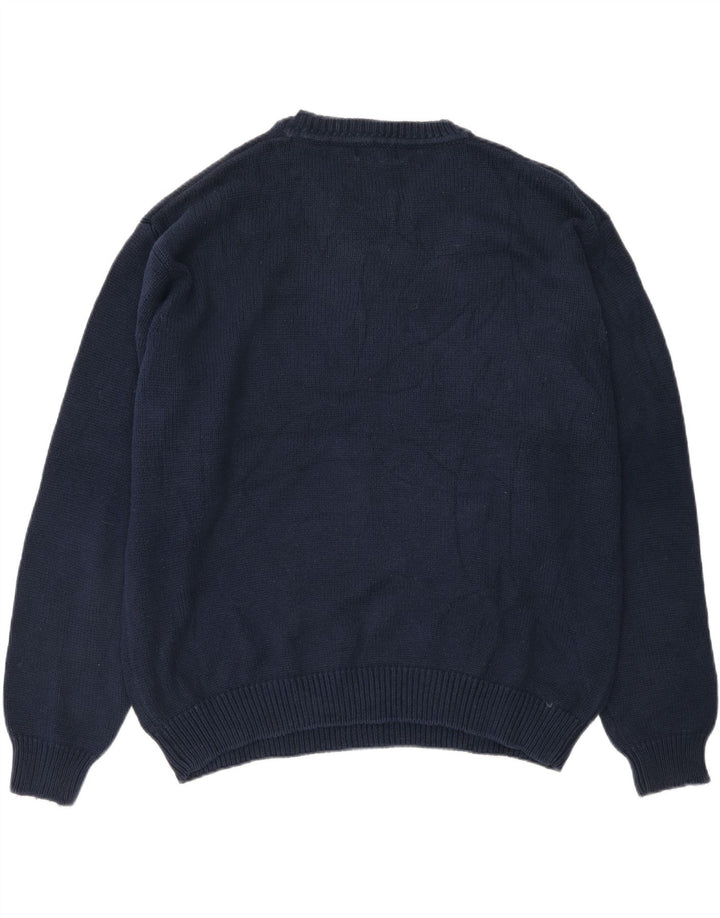 DOCKERS Womens Oversized Cardigan Sweater Large Navy Blue Argyle/Diamond Vintage Dockers and Second-Hand Dockers from Messina Hembry 