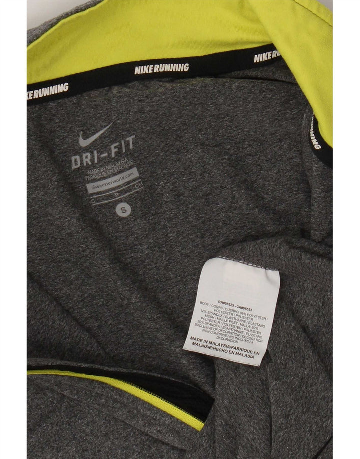 Nike Herre Dri Fit Pullover med lynlås-hals træningsdragt Top Lille grå farveblok