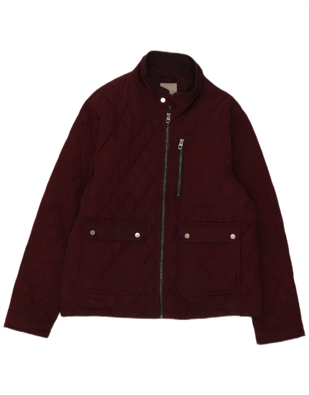 Zara Herre Quiltet Jakke UK 44 2XL Burgundy