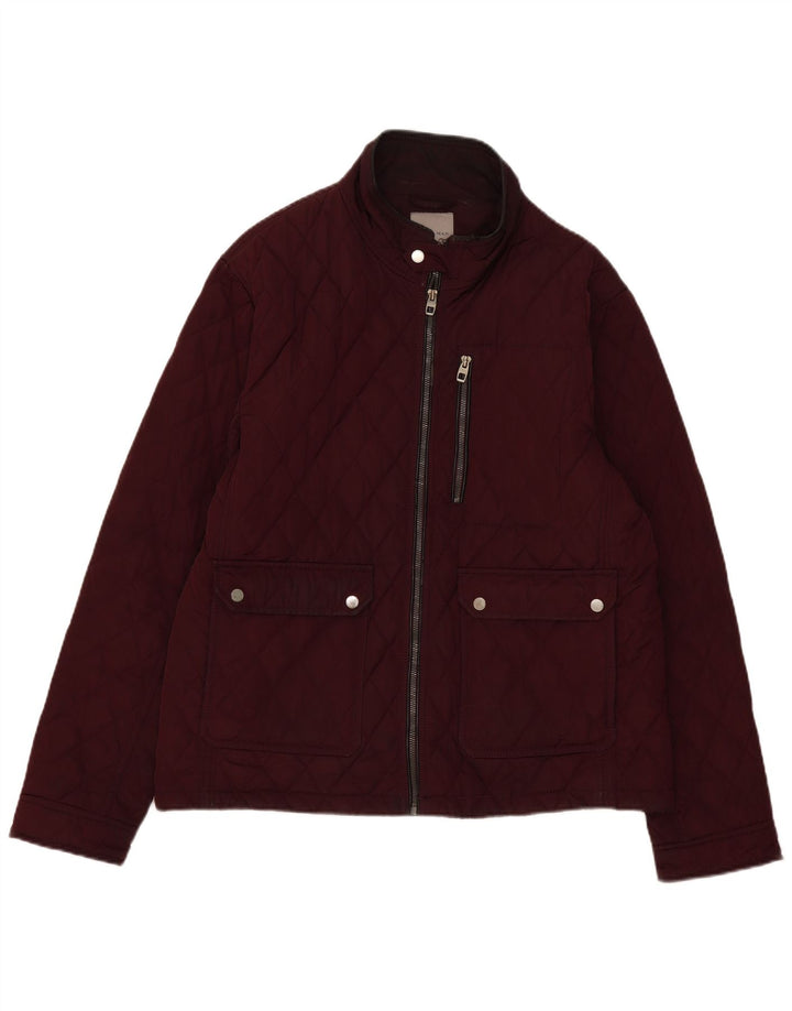 Zara Herre Quiltet Jakke UK 44 2XL Burgundy