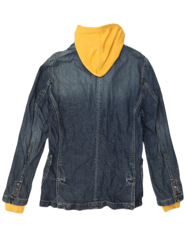 VSCT Herre grafisk denimjakke med hætte UK 38 Medium Blue Colourblock Bomuld