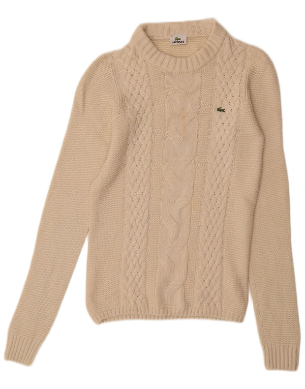 LACOSTE Dame sweater med rund hals str. 38 Medium Beige Uld