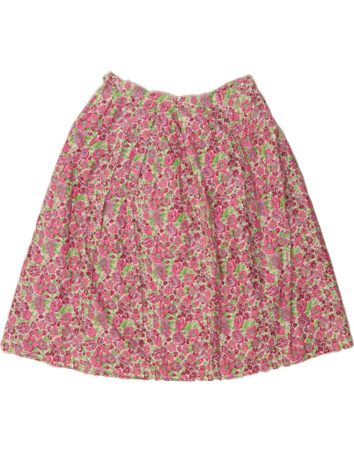 VINTAGE Womens A-Line Skirt W34 Large Pink Floral Vintage Vintage and Second-Hand Vintage from Messina Hembry 
