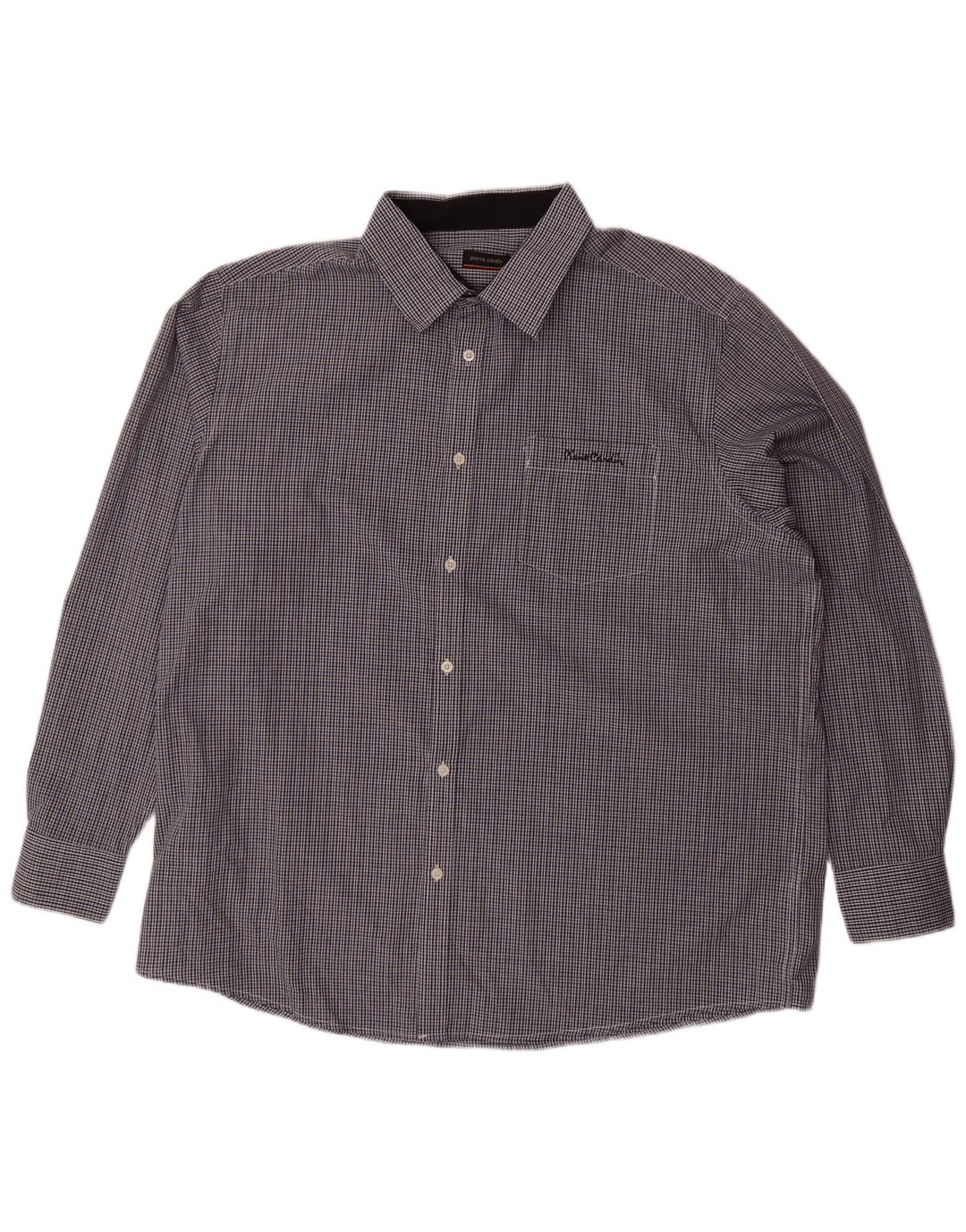 PIERRE CARDIN Herreskjorte 4XL Marineblå Gingham Polyester