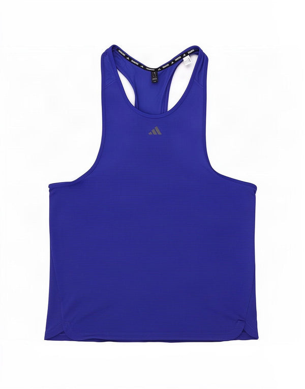 Adidas Herre Aeroready Vest Top Large Blue Pinstripe Polyester