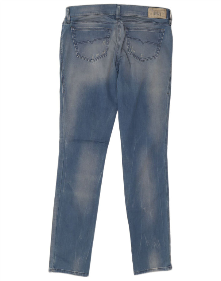 Diesel Dame Grupee Distressed Slim Jeans W28 L32 Blå Bomuld