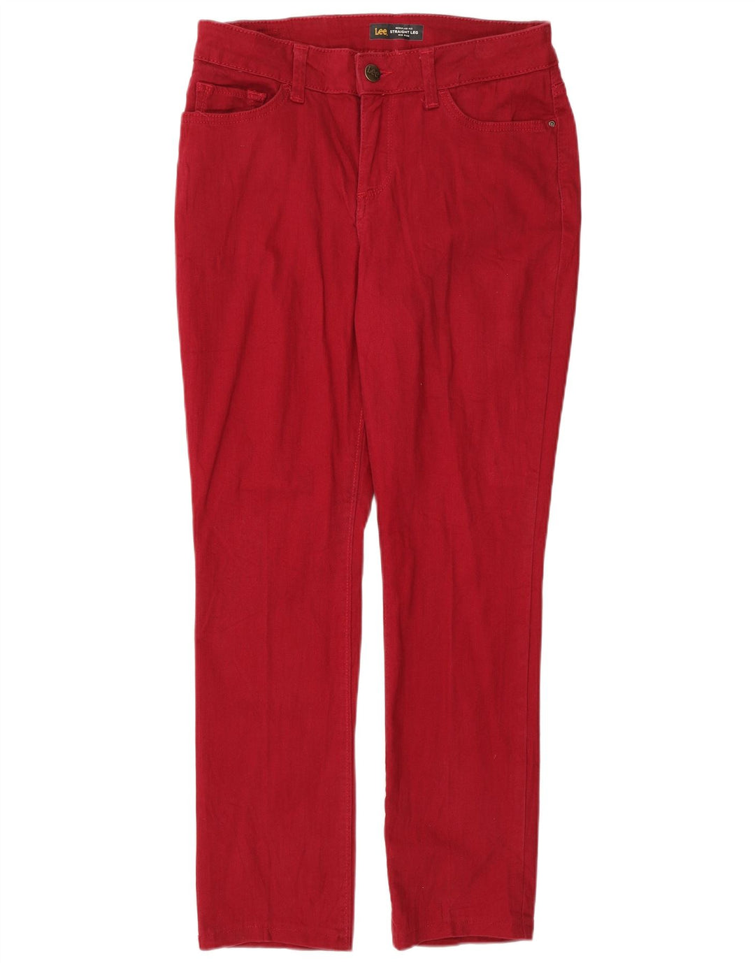 LEE Dame Mid Rise Regular Fit Straight Jeans US 6 Medium W30 L28 Rød