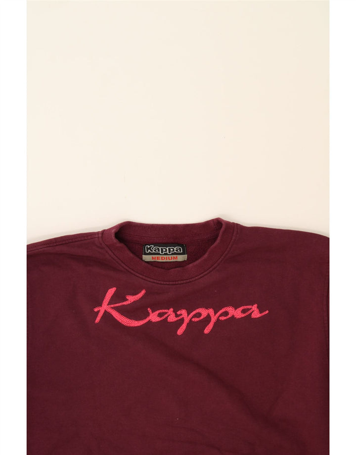 KAPPA Womens Graphic Oversized Sweatshirt Jumper UK 14 Medium Burgundy Vintage Kappa and Second-Hand Kappa from Messina Hembry 