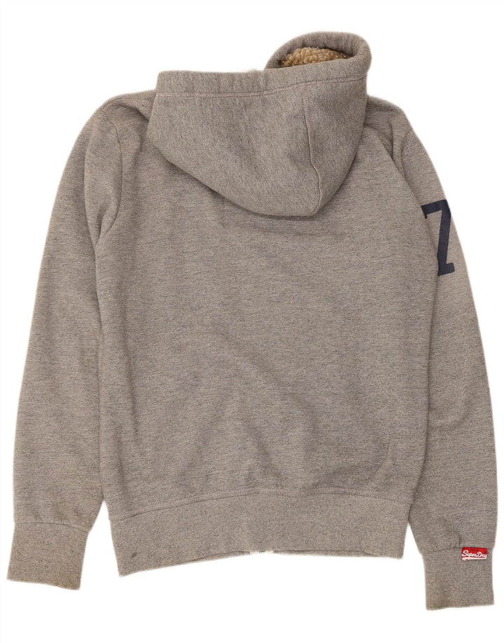 Superdry Herre grafisk hættetrøje med lynlås, stor grå bomuld