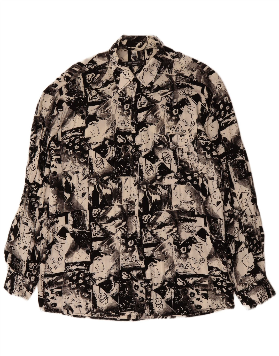 VINTAGE Herre abstrakt mønster skjorte størrelse 41 Large Sort