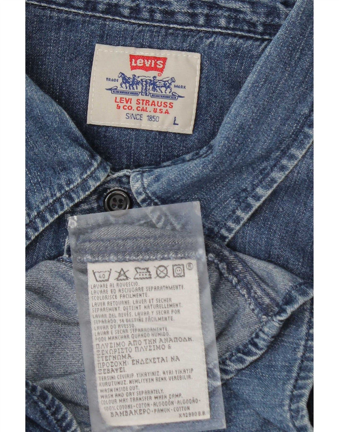 Levi's Denimskjorte til mænd, stor blå bomuld
