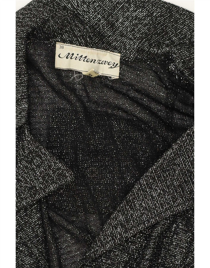 Vintage Dame Wrap Shirt Bluse EU 38 Medium Black Flecked