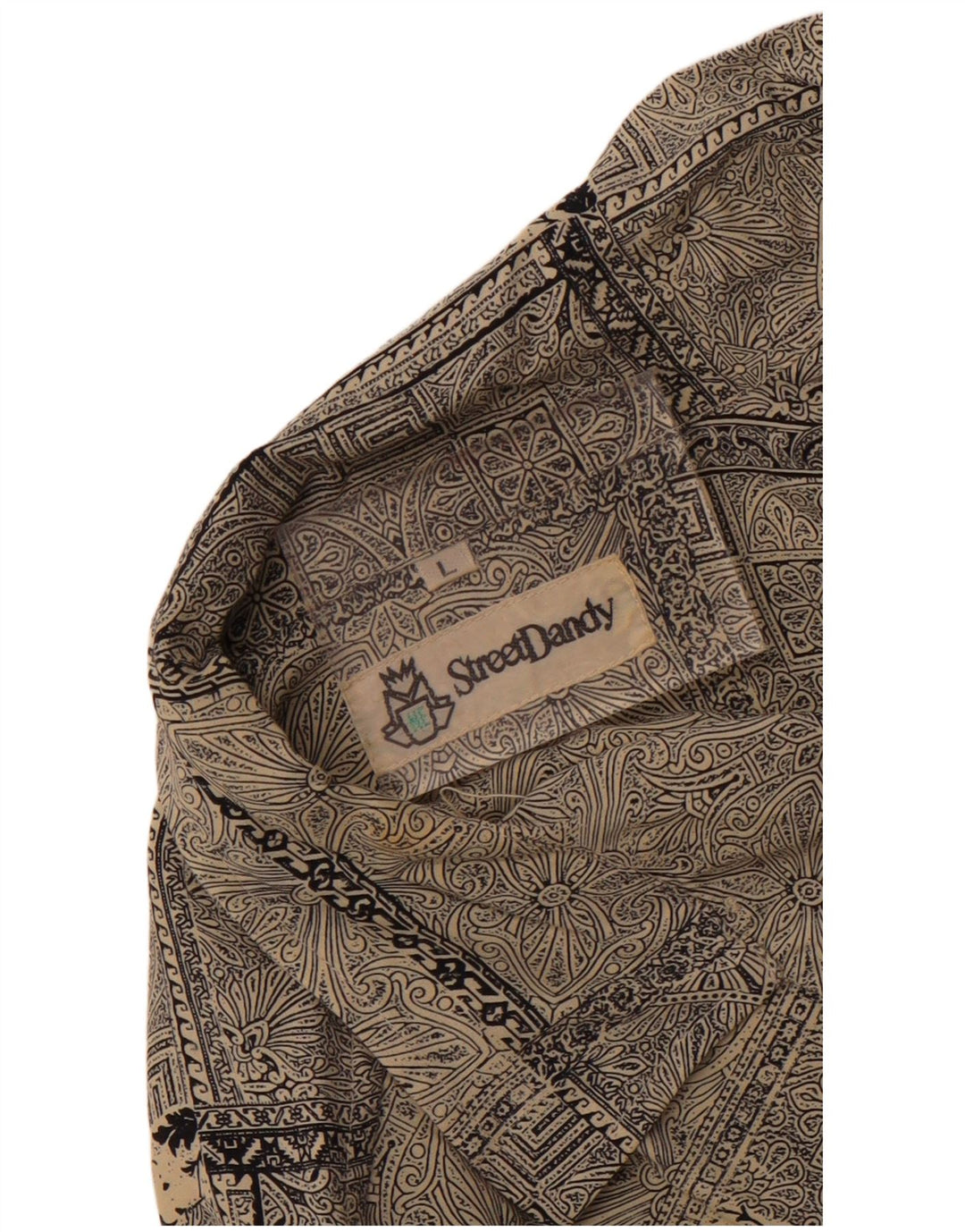 Vintage kortærmet herreskjorte stor grå Paisley