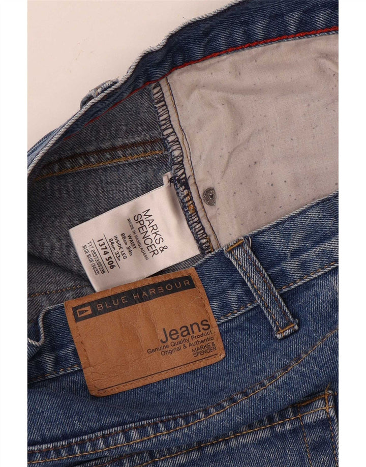 Marks & Spencer Herre Blue Harbor Straight Jeans W34 L33 Bomuld