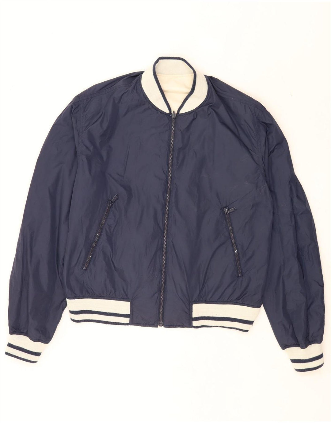 Gas Herre Vendbar Bomber Jacket UK 40 Stor Beige Colourblock Bomuld