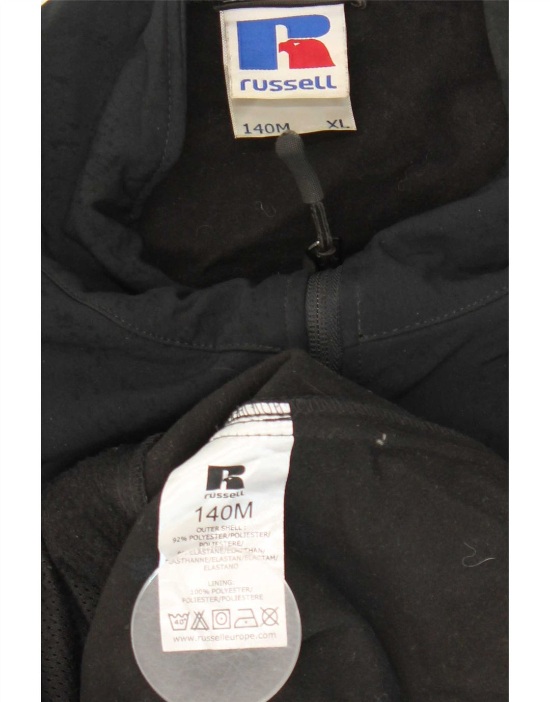 Russell Athletic Herre Windbreaker Jacket UK 42 XL Sort Polyester