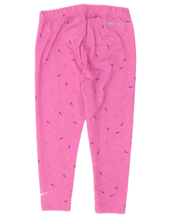 Nike Girls Dri Fit Grafiske Leggings 3-4 år XS Pink Polyester