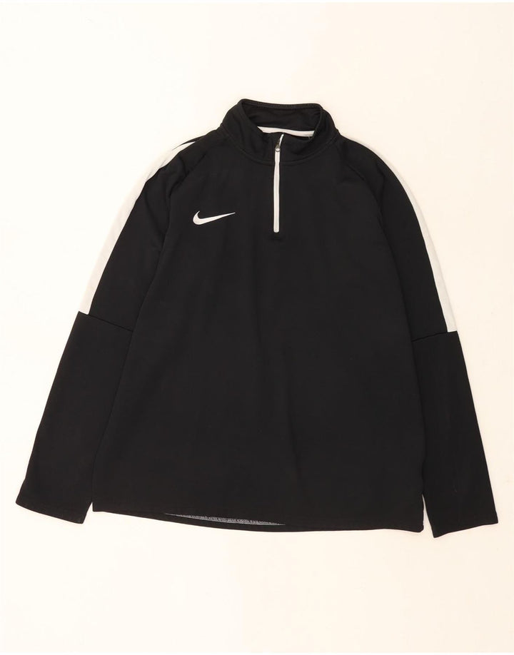 Nike Pullover med lynlås til mænd til mænd, træningsdragt Top Stor sort Colourblock Polyester