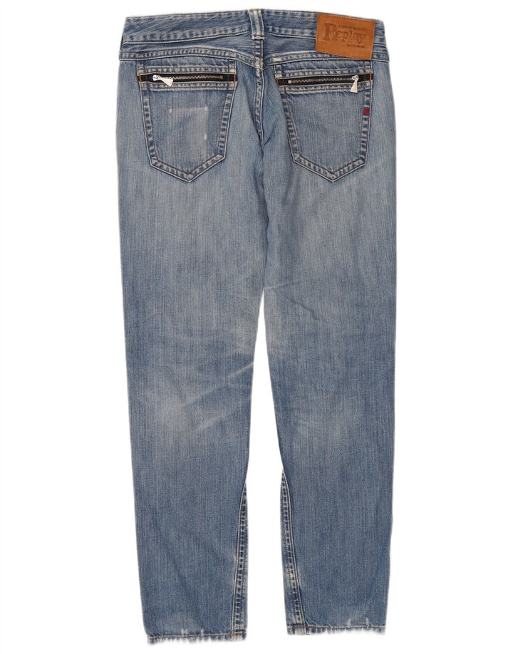 Replay Dame Slim Jeans W29 L30 Blå Bomuld