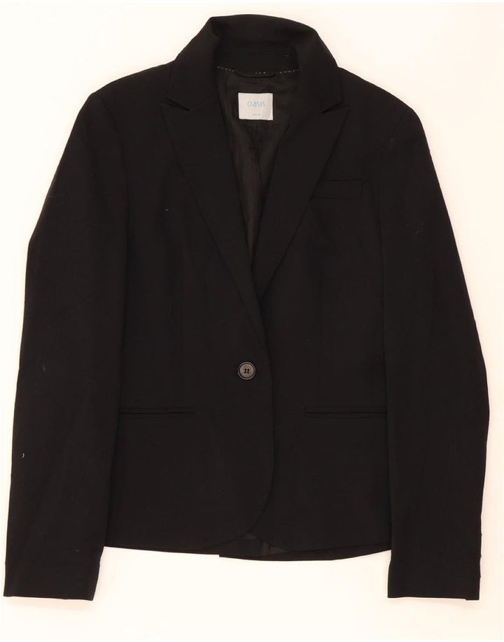 OASIS Womens 1 Button Blazer Jacket UK 10 Small  Black Wool Vintage Oasis and Second-Hand Oasis from Messina Hembry 