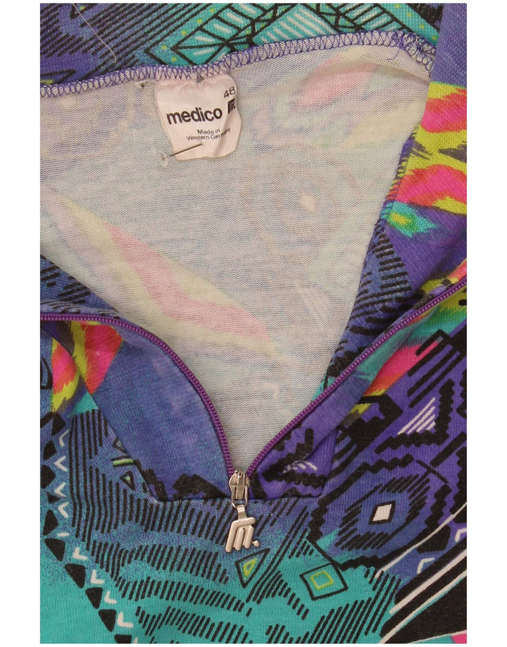 Medico Herre Zip Neck Grafisk Top Langærmet EU 48 Medium Lilla Geometrisk
