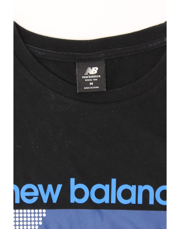 NEW BALANCE Mens Graphic T-Shirt Top Medium Black Vintage New Balance and Second-Hand New Balance from Messina Hembry 