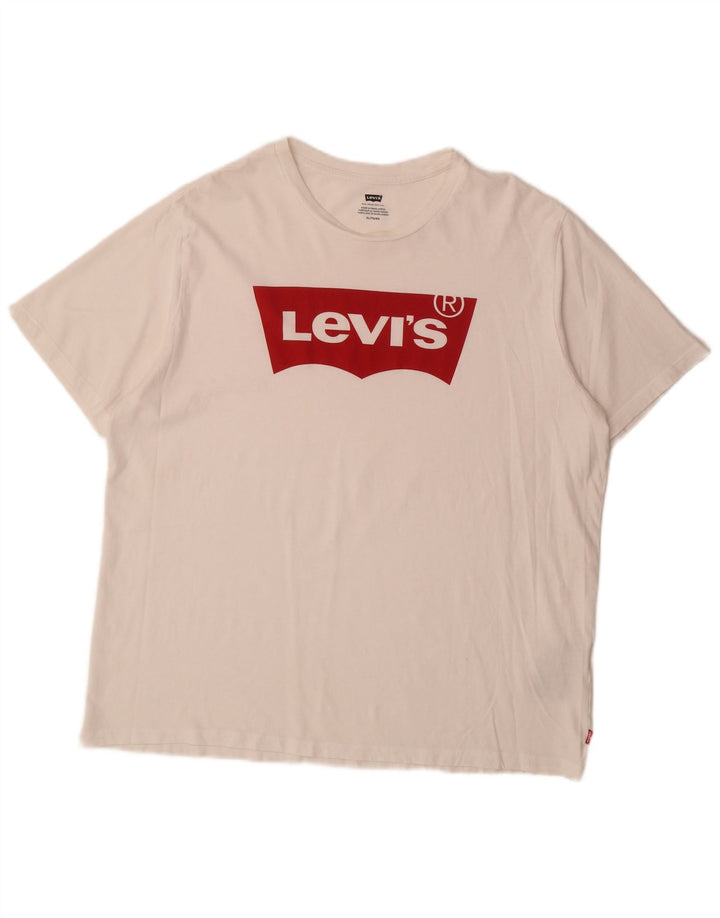 LEVI'S Herre Grafisk T-Shirt Top XL Hvid Bomuld