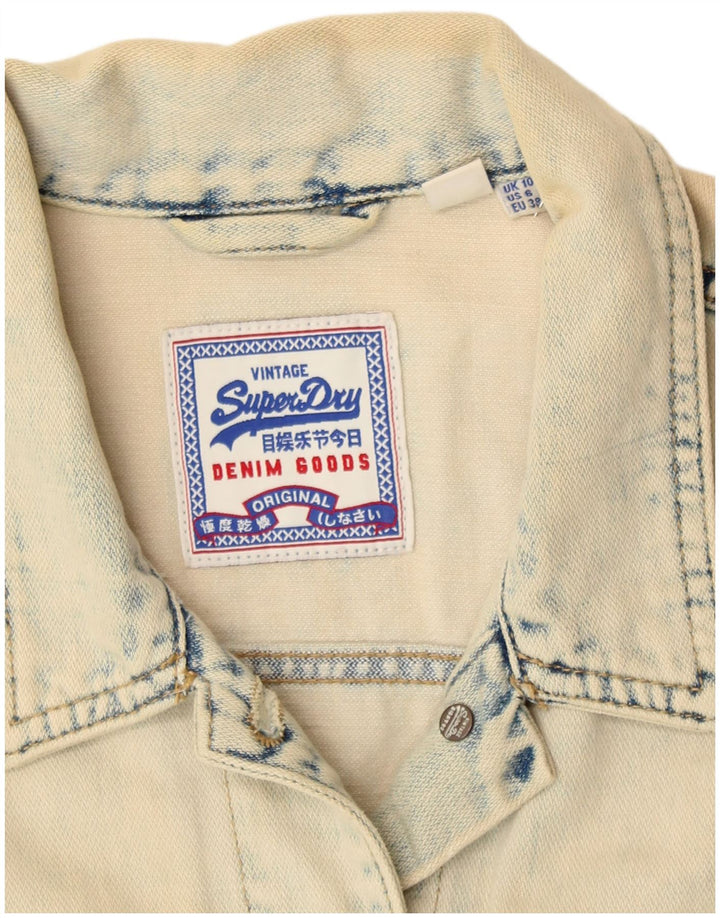 SUPERDRY Dame denimjakke UK 10 Small Beige Bomuld