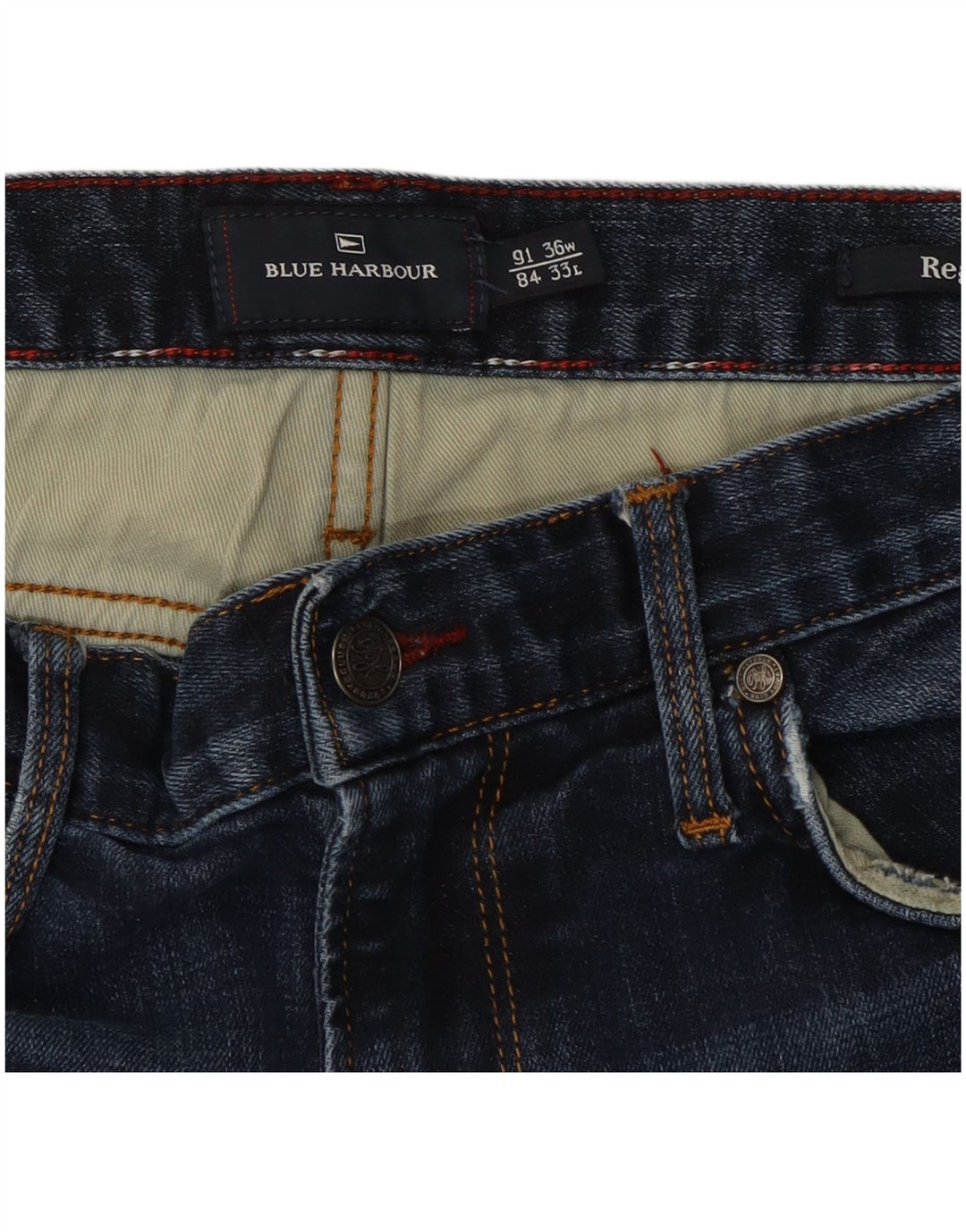 Marks & Spencer Dame Blue Harbor Straight Jeans W36 L31 Marineblå Bomuld