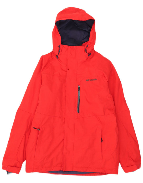 Columbia Herre Omni-Heat Hooded Windbreaker Jacket UK 38 Medium Red