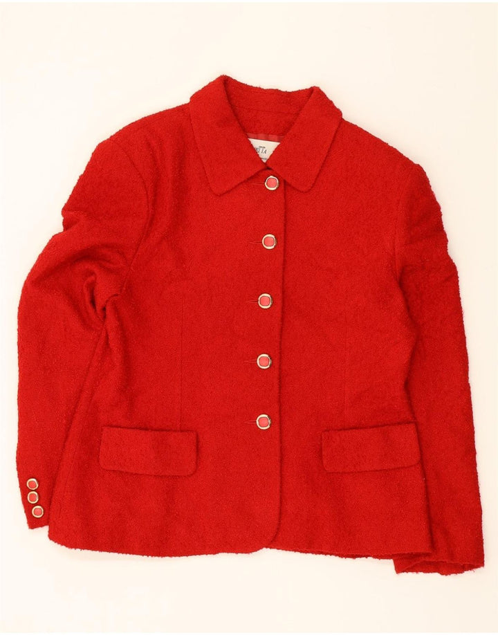 VINTAGE Womens 5 Button Blazer Jacket UK 14 Large Red Wool Vintage Vintage and Second-Hand Vintage from Messina Hembry 