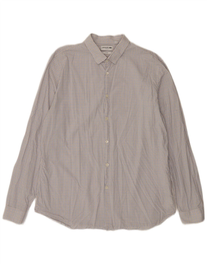 Lacoste Herre Slim Fit skjorte Størrelse 44 17,5 XL Flerfarvet Gingham Bomuld