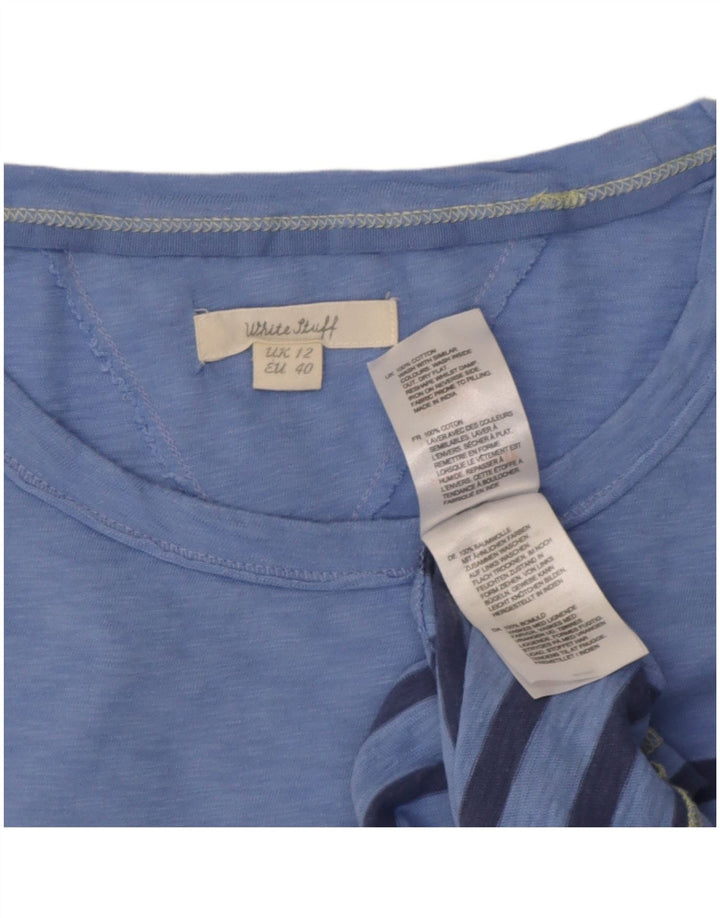 White Stuff T-shirt top til kvinder UK 12 Mellem blå stribet bomuld